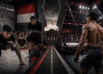 Amateur and professional MMA competition illustrating the roles of IBCA and KOBI in Indonesia.
