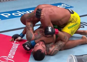 Gregory Rodrigues throws a right hand against Anthony Hernandez during the UFC Sacramento middleweight main event.